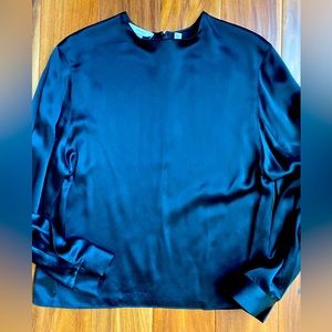 Vince Black Silk/Satin-y Blouse XS Back Zip